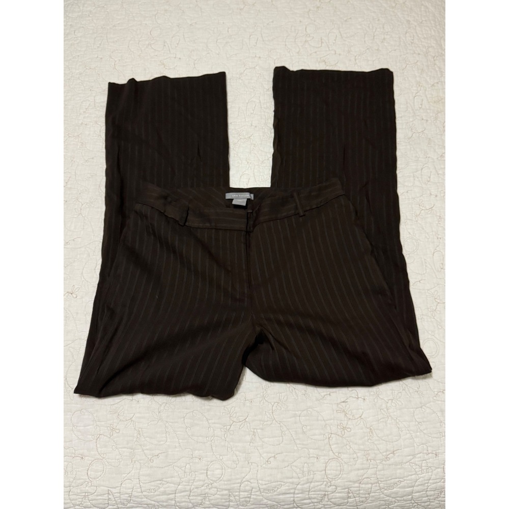 Ann Taylor 8 brown pinstripe wool pants wide leg 8 trousers 31" inseam